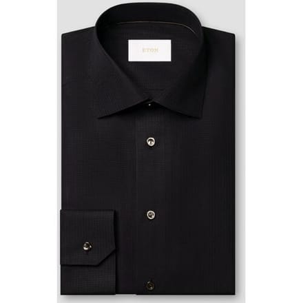 Eton Overhemd Luxury Semi Solid Supima 120 Piqué Zwart / male