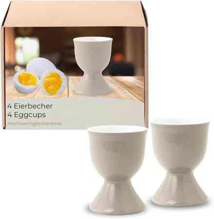 Eierdopjes Set - Eierhouders Keramiek - Ontbijttafel Aankleden - Vaatwasmachinebestendig - Diameter 5x7cm - Taupe
