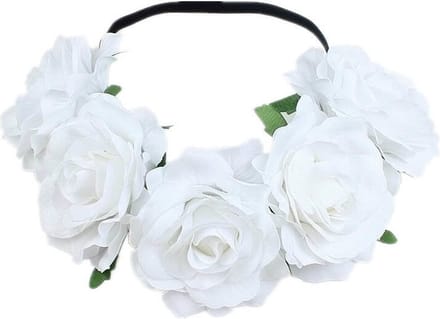 Bloemen haarband wit