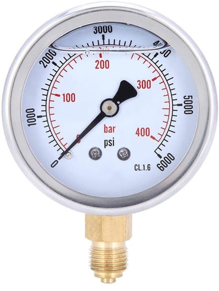 Allecto - Drukmeter - 400 bar - Rvs - 1/4 Bsp Aansluiting - Precisie