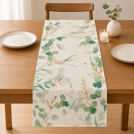 Blazelife Home Bedrukt Velvet textiel Tafelloper - Fluweel - Runner 40*140 - Eucalyptusblad