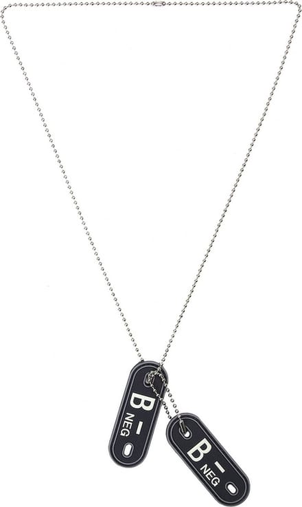 101inc Dog tag PVC Bloedgroep B- negatief zwart