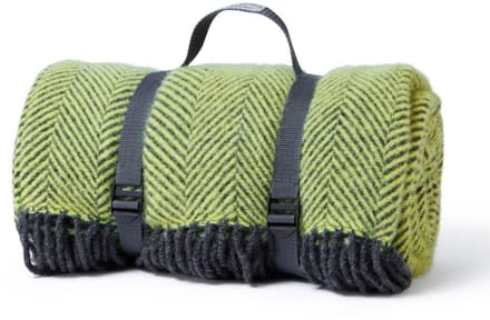 Picknickkleed Polo Visgraat Heldergroen met Donkergrijs - Wol - Waterdicht - 145x183cm - Tweedmill