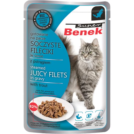 28x 85g Super Benek Filets in saus Forel natvoer voor katten