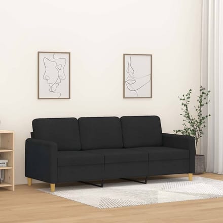 vidaXL Driezitsbank 180 cm stof zwart