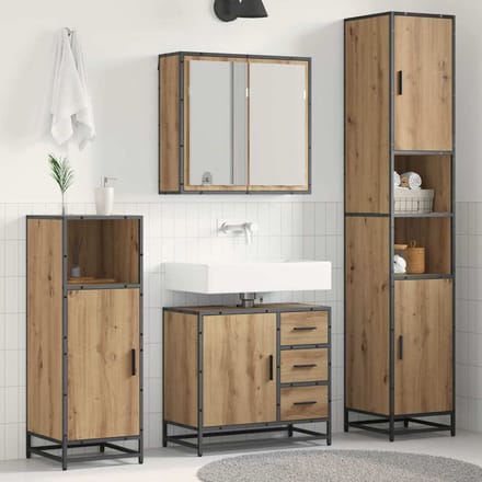 vidaXL - Badkamermeubel - Set - 3 - st - Artisan - Eiken - Bewerkt - hout