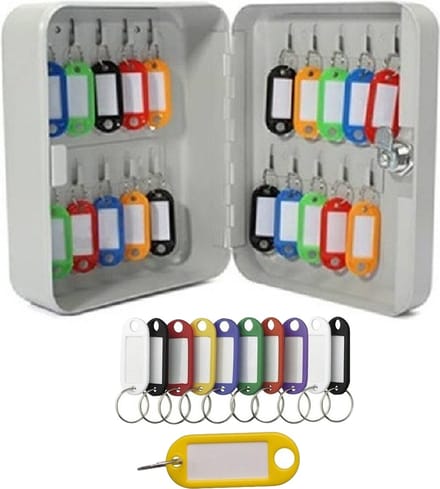 Sleutelbox/kastje met 10x stuks sleutellabels