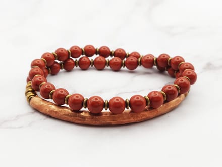 Mei's - Tibetan Coppery Jasper - armband dames - koper rood - polsmaat 16 cm
