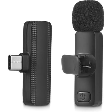 Draadloos Lavalier Microfoonsysteem Dubbele Microfoon Ruisonderdrukking Draadloze Transmissie 1 Receiver and 1 Microphone zwart