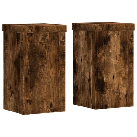 vidaXL - Plantenstandaards - 2 - st - 10x10x18 - cm - bewerkt - hout - gerookt - eiken