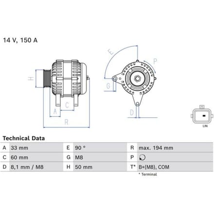 Driefasige generator BOSCH 0 986 084 690