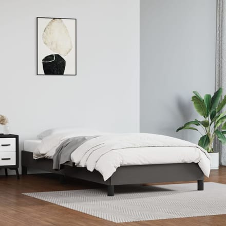 vidaXL - Bedframe - kunstleer - grijs - 90x200 - cm
