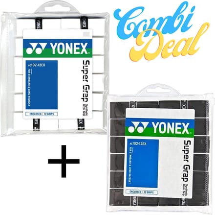 Yonex Super Grap 12 Pack AC102EX Duo Pack - Zwart en Wit - 24 Overgrips