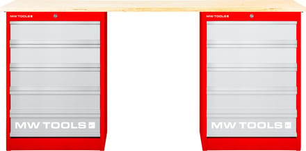 Modulaire werkbank Multiplex met 2 ladekasten 5L 2000 mm MW Tools MOD20L55