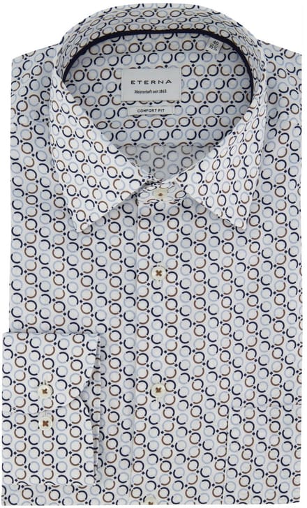 Overhemd Eterna wijde fit blauw printje