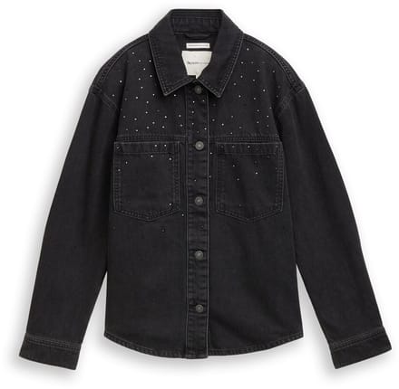 Tom Tailor Denim - Spijkerjasje met strass - Maat XS - black stone wash denim