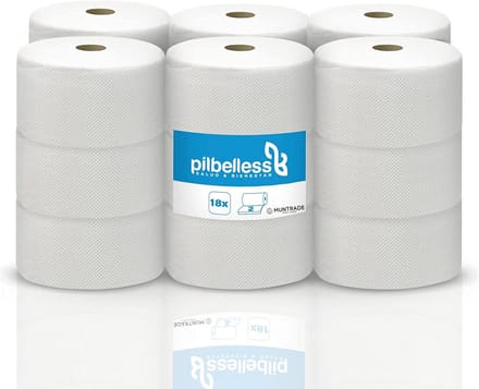 Industrieel toiletpapier - Dubbellaagsrollen - Hygiënisch werken - Biologisch afbreekbaar - 18 rollen - Wit