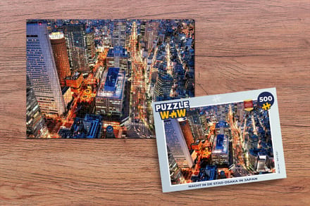 Puzzel Nacht in de stad Osaka in Japan - Legpuzzel - Puzzel 500 stukjes