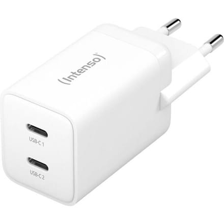 Intenso W40CC GaN USB-oplader 40 W 2x USB-C Wit Binnen GaN, USB Power Delivery (USB-PD)