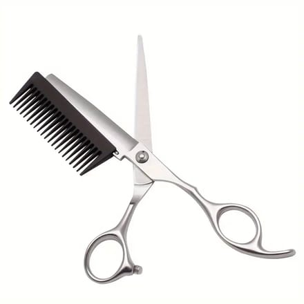 Professional Stainless Steel Hairdressing Scissors with Built-In Texturizing Comb – 6.0 Inch – Salon & Barber Precision Tool