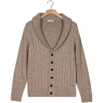 Thomas Maine Vest Cardigan Buttons Shawl Collar Twisted Structure Knit Grijsbeige / male