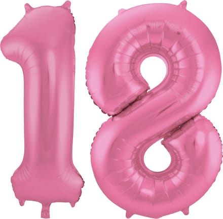 Folat Verjaardag Leeftijd folieballon - 18 jaar - roze - 86 cm - cijferballon groot