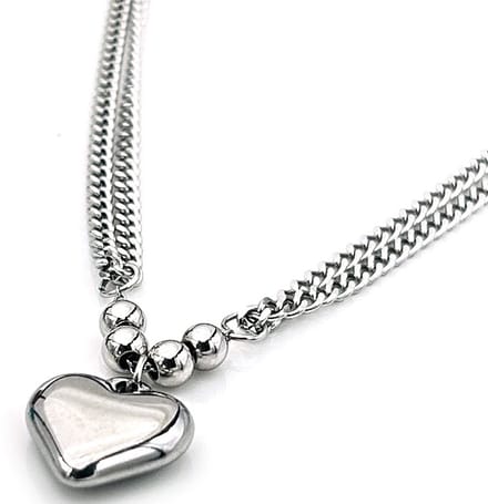 Ketting layered hart - RVS - 40-45 cm – valentijn – cadeau