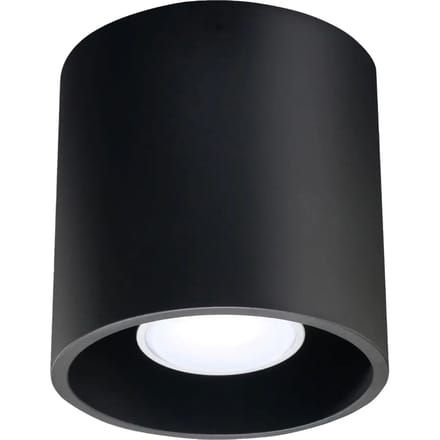 Plafondlamp ORBIS 1 compacte aluminium opbouwspot - Sollux Lighting - IP20 - Zwart aluminium behuizing - 10 x 10 x 10 cm - 1 x GU10 LED, exclusief lichtbron - Max. 10 W - Moderne plafondlamp voor gang, hal en woonkamer