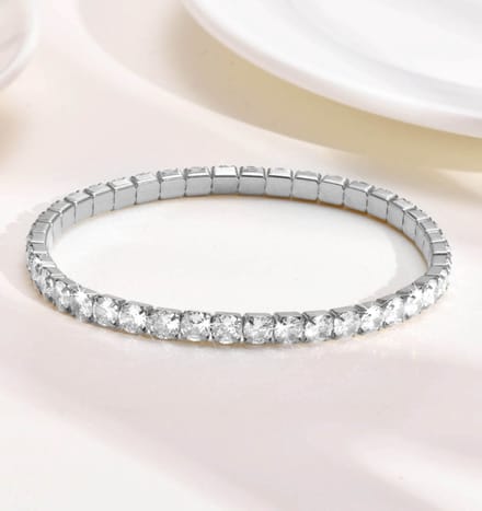Tennis armband Stretch | Stainless Steel Zilver