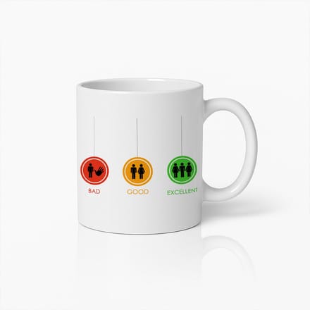 Grappige Kwaliteitsbeoordeling Mok 330ml – Slecht, Goed, Uitstekend Geïllustreerde Koffiebeker