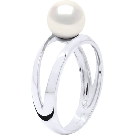 Ring - Wit Goud 375 - Echte Cultiveerde Zoetwaterparel Rond 8-9 mm