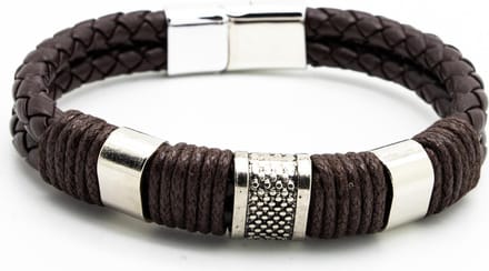 Sorprese armband - Classic - armband heren - leer - bruin - RVS - cadeau - Model N - Sinterklaas - Kerst - Cadeau