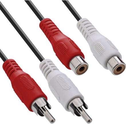 Tulp stereo audio verlengkabel - zwart - 20 meter