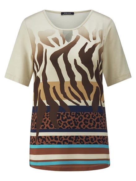 Shirt ronde hals Van Peter Hahn beige