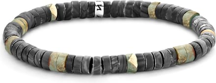 Frank 1967 7FB-0431 natuurstenen armband - stretch - grijs / licht groen