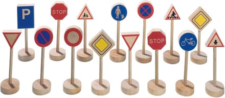 GOKI Houten speelgoed - Verkeerstekens - 15 Delen - 3 Jaar