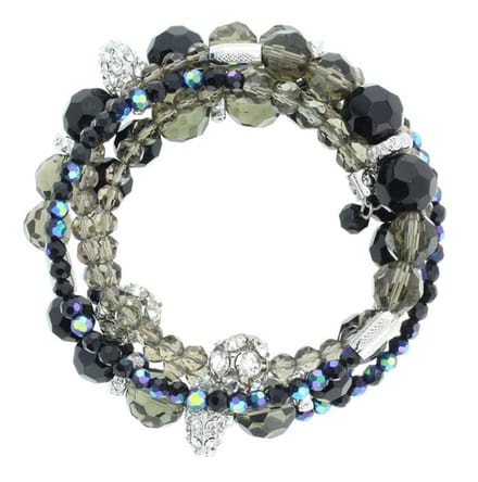 Behave - armband glaskralen zwartgrijs - feestelijk en chic - dames