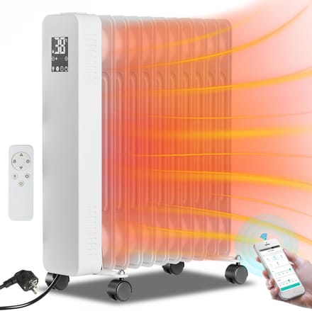 Olieradiator - Elektrische Verwarming - Ruimte Verwarmen - Wifi App Bediening - 2500 W - Wit