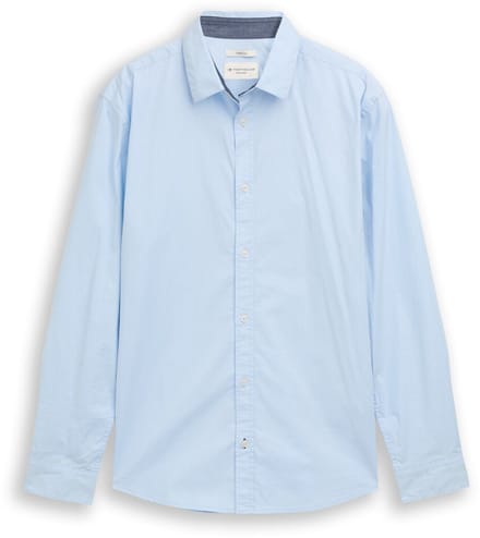 Tom Tailor - Regular fit overhemd met stretch - Maat S - Light Metal Blue
