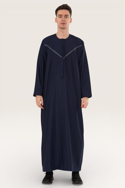 Heren Marine Eid Marokkaanse Thobe Robe Djellaba Ramadan Eid Jubba LFS-HM10