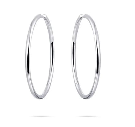 Schitterende Zilveren Oorringen 40 mm. Klap Sluiting