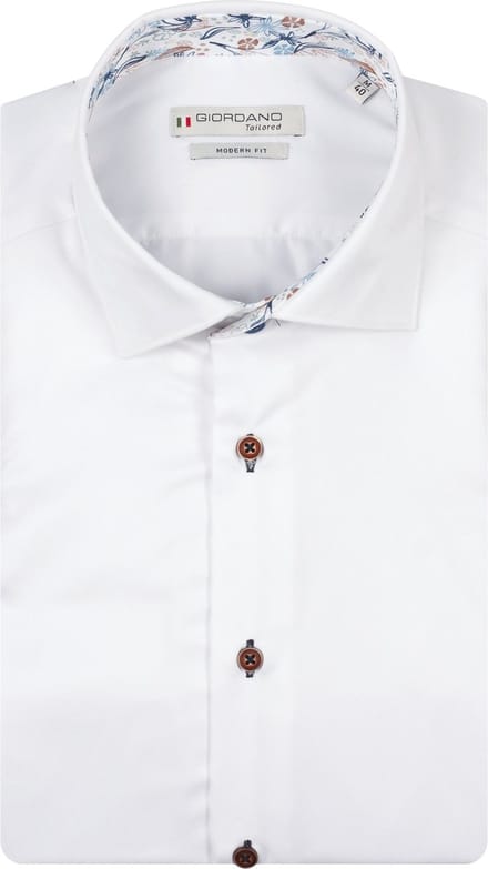 Giordano - Locarno – Heren – Semi Cutaway - Overhemd – Wit – 617864-10