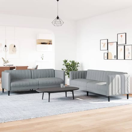 vidaXL - 2-delige - Loungeset - stof - lichtgrijs