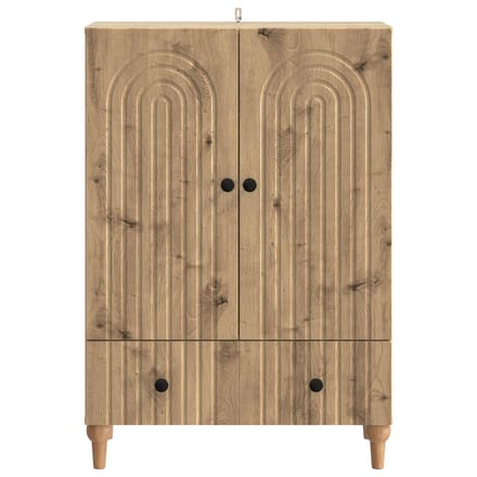 vidaXL - Dressoir - Artisanaal - eiken - 66 - x - 34,5 - x - 95 - cm - Bewerkt - hout