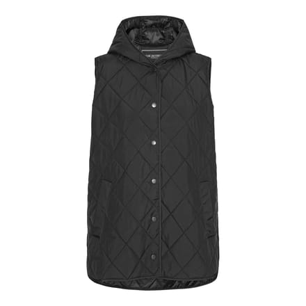 Lange gewatteerde bodywarmer met capuchon BEAT02