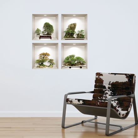 3D-bergbonsai-stickers, 80 x 80 cm