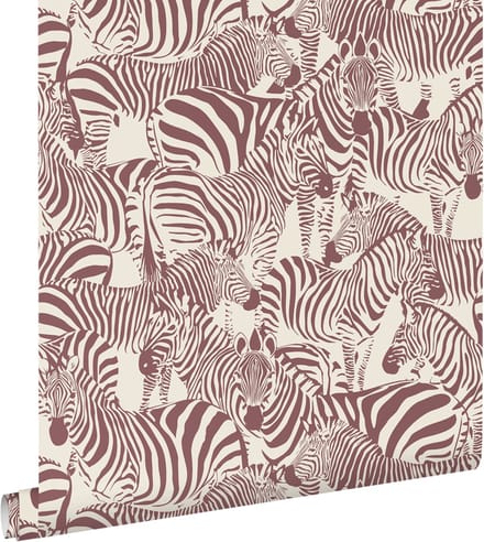 ESTAhome behang zebra's bordeaux rood - 50 x 900 cm - 132214