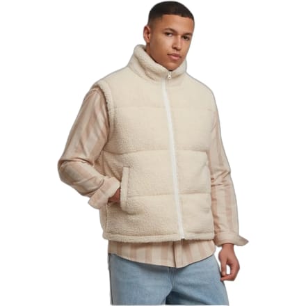 Urban Classics - Basic Teddy Puffer Mouwloos jacket - S - Creme