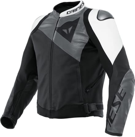 Dainese Sportiva Leren Jas Zwart Mat Antraciet Wit - Jas