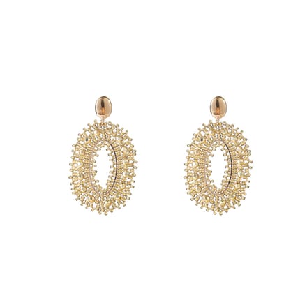 Go Dutch Label Oorknoppen Lace Beads Oval Goud Champagne